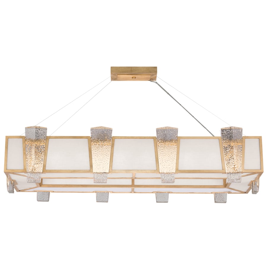 Fine Art Handcrafted Lighting Crownstone 16 Light 52" Wide Linear Chandelier with Linen Shade
