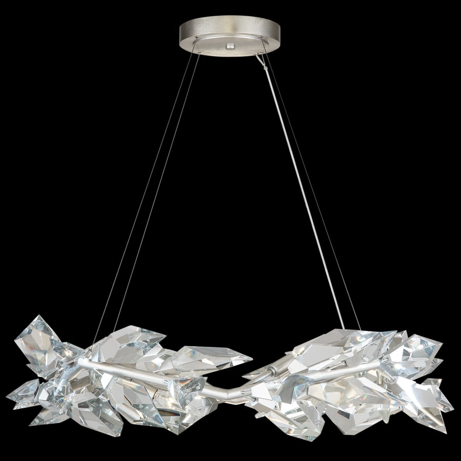 Fine Art Handcrafted Lighting Foret 34" Round Pendant with Hand-cut Faceted Crystal Leaves