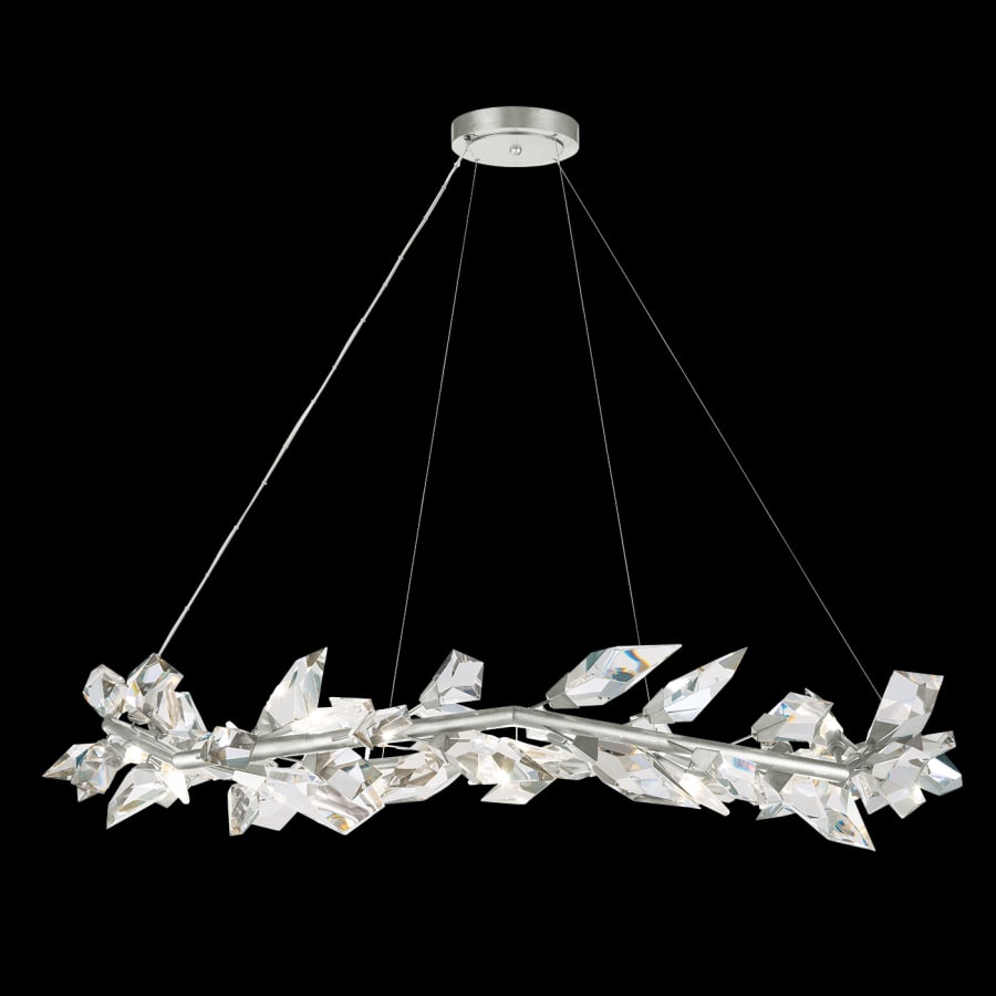 Fine Art Handcrafted Lighting Foret 55" Round Pendant with Hand-cut Faceted Crystal Leaves