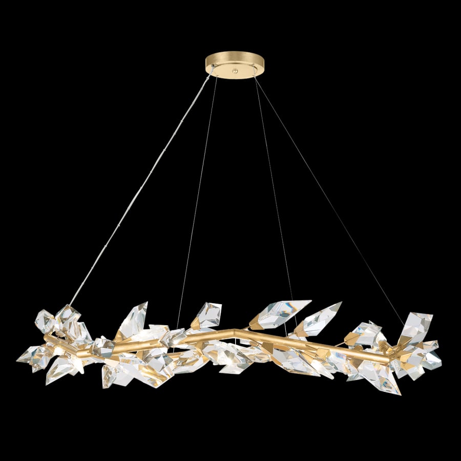Fine Art Handcrafted Lighting Foret 55" Round Pendant with Hand-cut Faceted Crystal Leaves