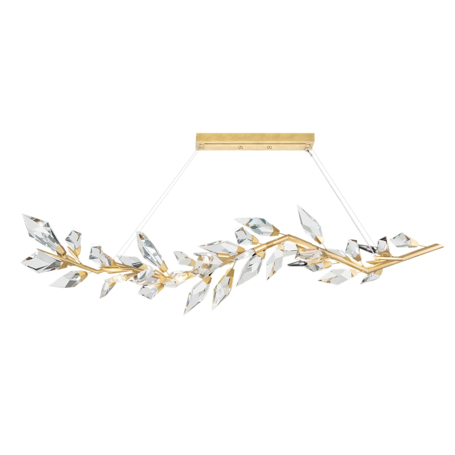 Fine Art Handcrafted Lighting Foret 72" Linear Pendant with Hand-cut Faceted Crystal Leaves