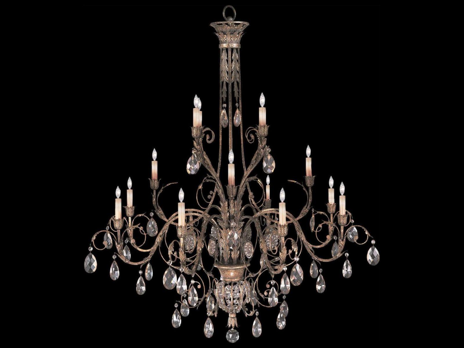 Fine Art Handcrafted Lighting A Midsummer Nights Dream 16-Light Gold Brown Crystal Tiered Chandelier
