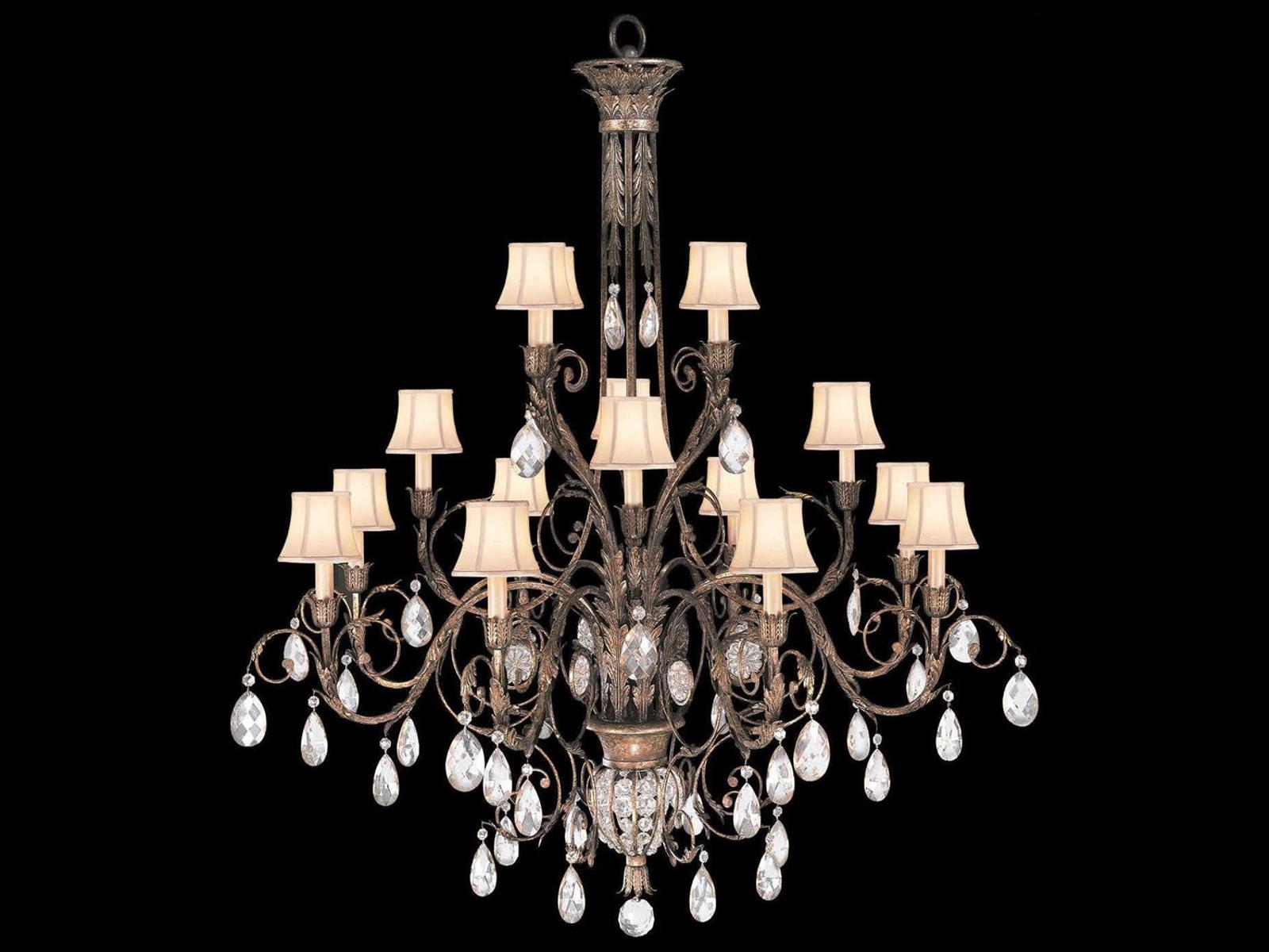 Fine Art Handcrafted Lighting 16-Light A Midsummer Nights Dream Chandelier Gold Brown Crystal