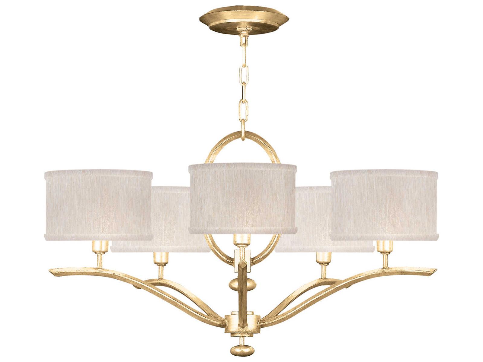 Fine Art Handcrafted Lighting 5-Light Allegretto Drum Chandelier in Gold Leaf