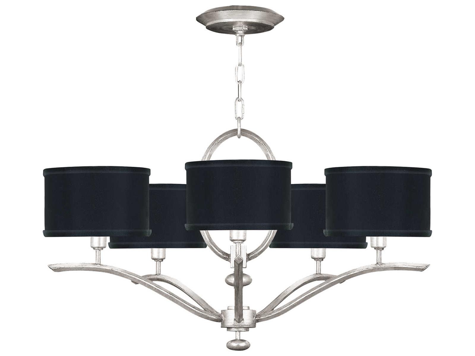 Fine Art Handcrafted Lighting Allegretto 5-Light Silver Leaf Drum Chandelier