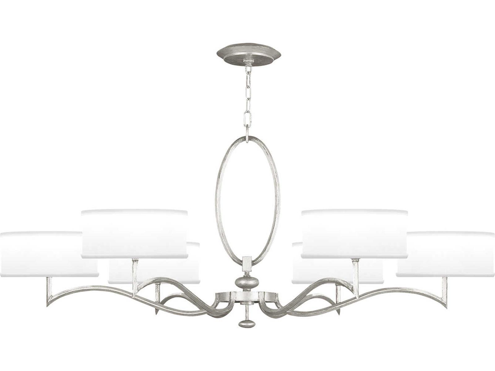 Fine Art Handcrafted Lighting Allegretto 6-Light Silver Leaf Drum Chandelier with White Shades