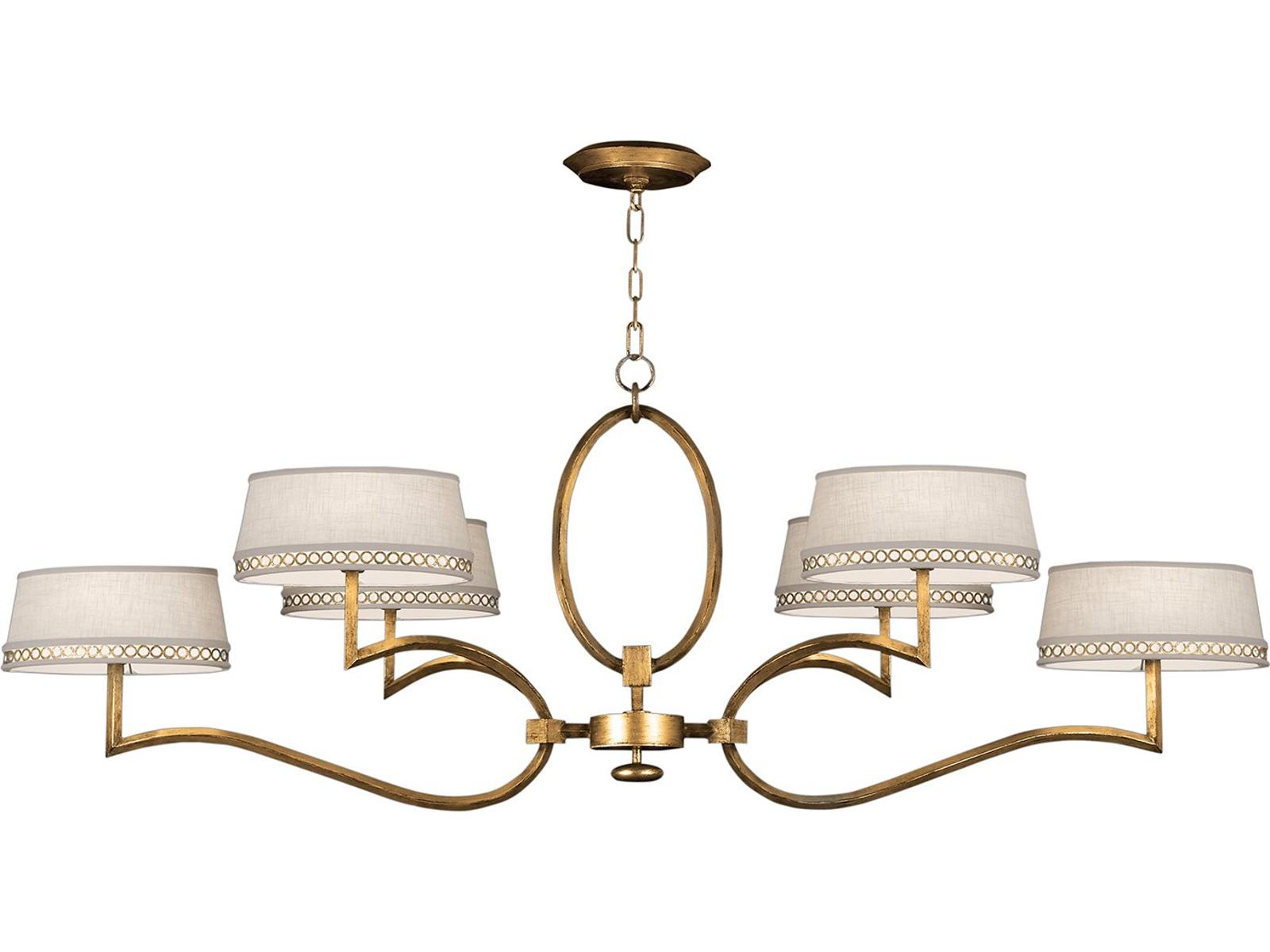 Fine Art Handcrafted Lighting Allegretto 6-Light Gold Oblong Tiered Chandelier