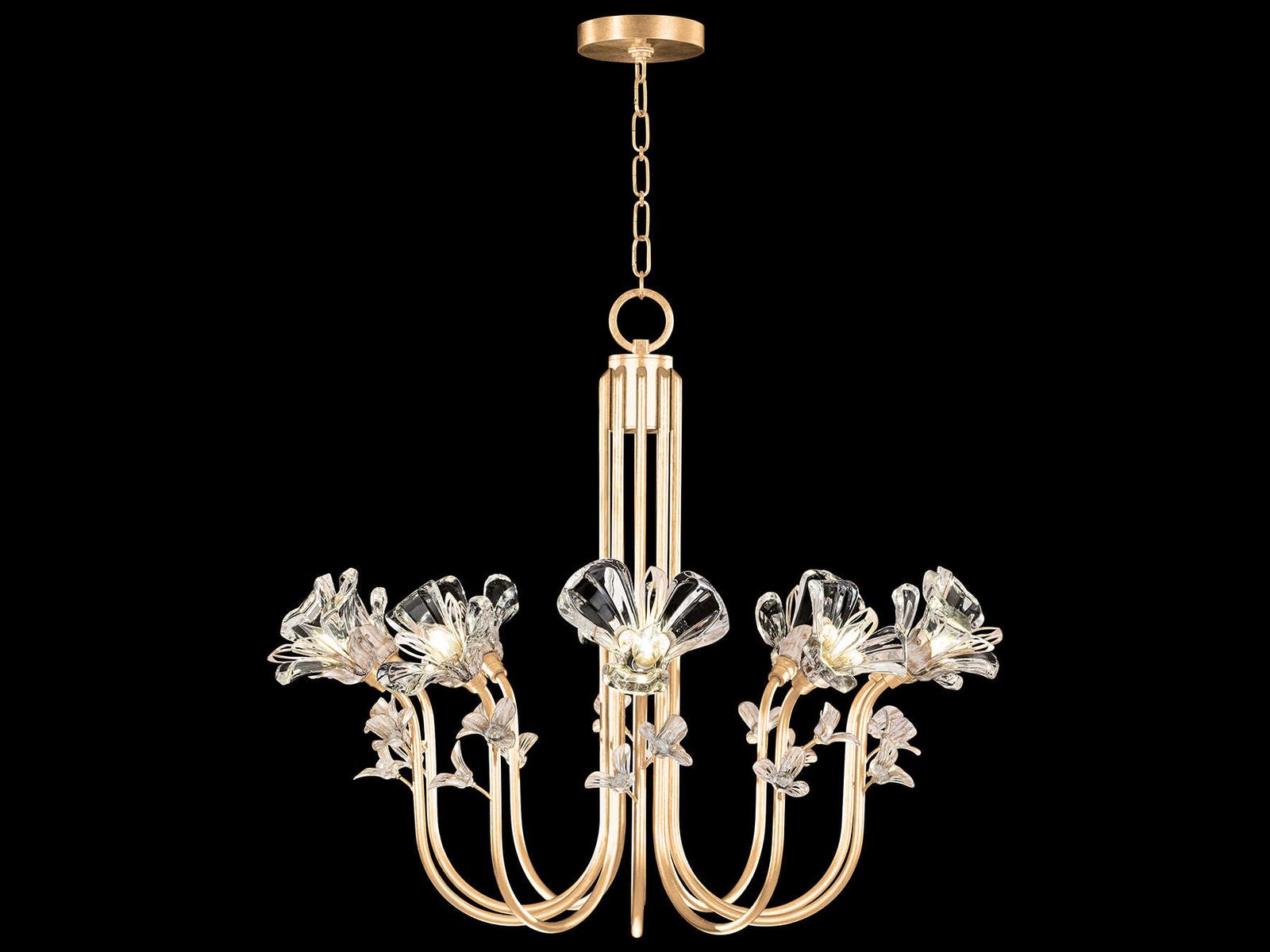 Fine Art Handcrafted Lighting Azu 10-Light Gold Leaf Crystal Chandelier