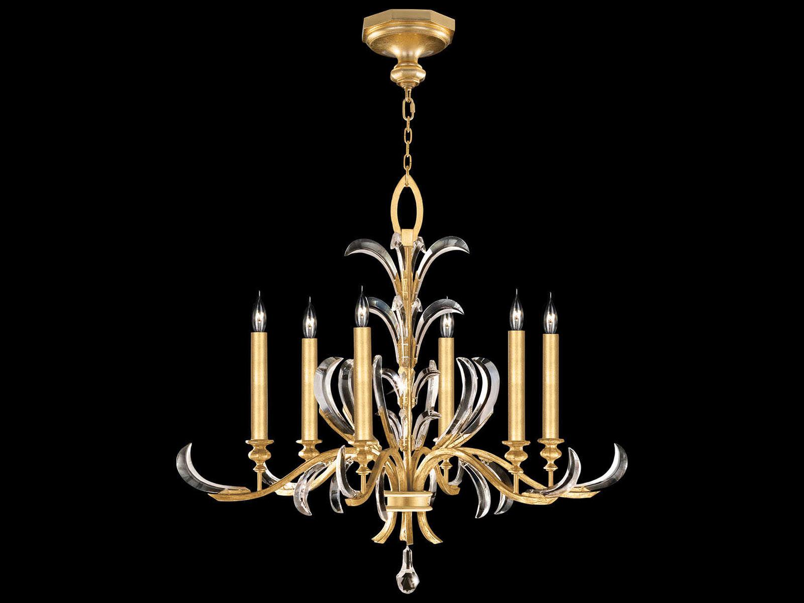 Fine Art Handcrafted Lighting 6-Light Beveled Arcs Chandelier in Gold Leaf