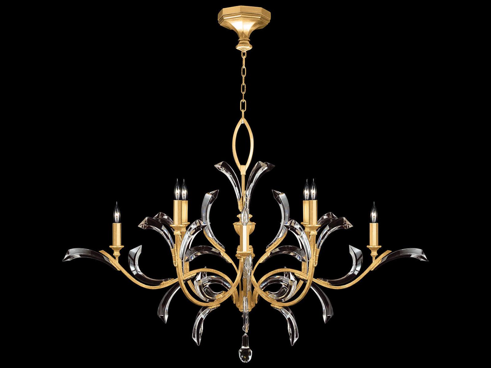 Fine Art Handcrafted Lighting Beveled Arcs 8-Light Gold Leaf Crystal Chandelier
