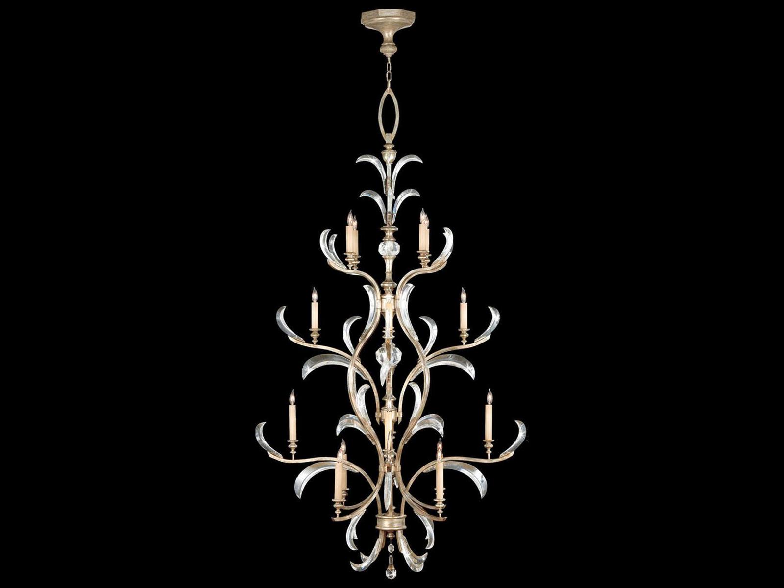 Fine Art Handcrafted Lighting 16-Light Beveled Arcs Round Chandelier in Silver