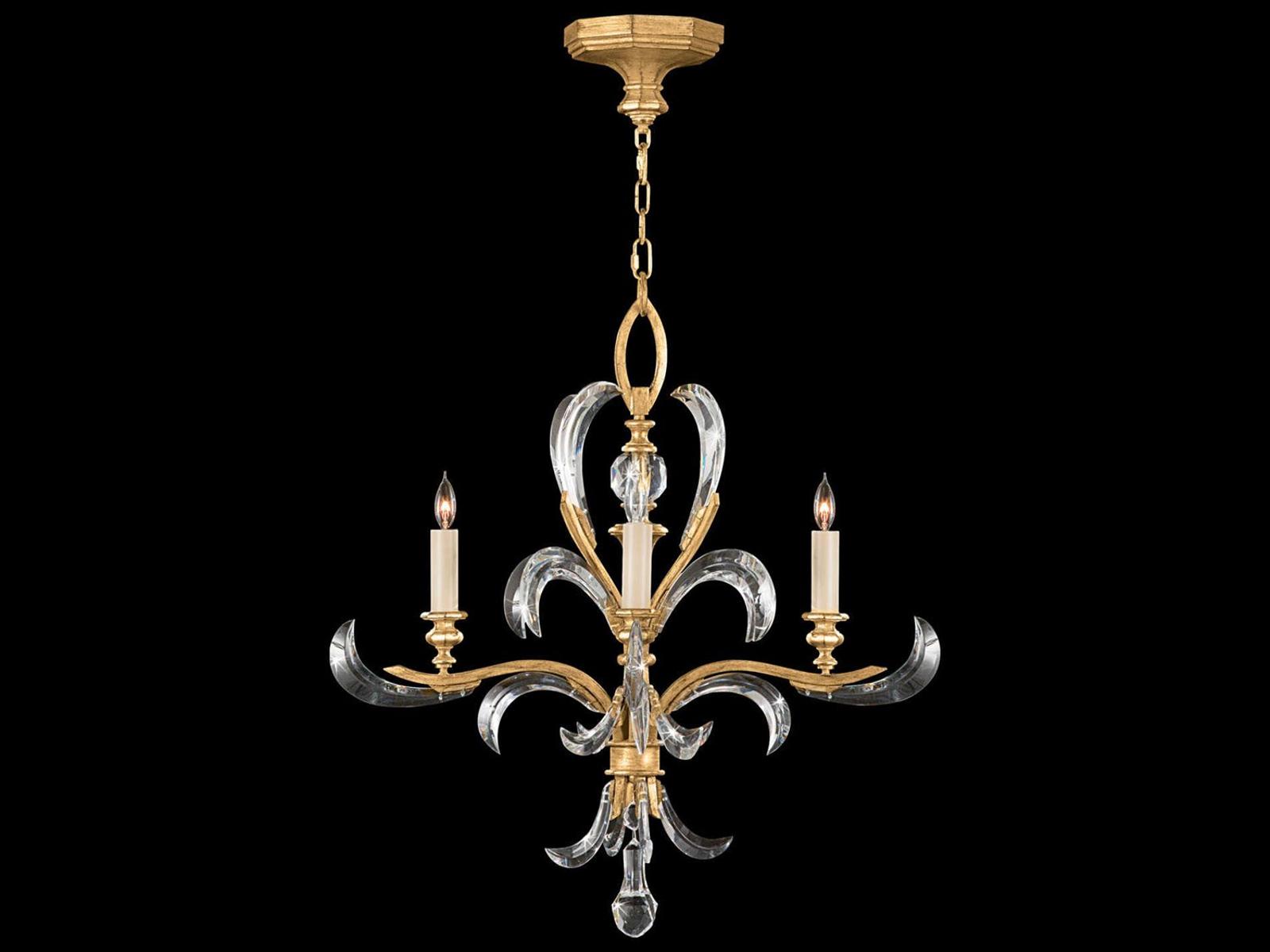 Fine Art Handcrafted Lighting 4-Light Beveled Arcs Chandelier in Gold Leaf