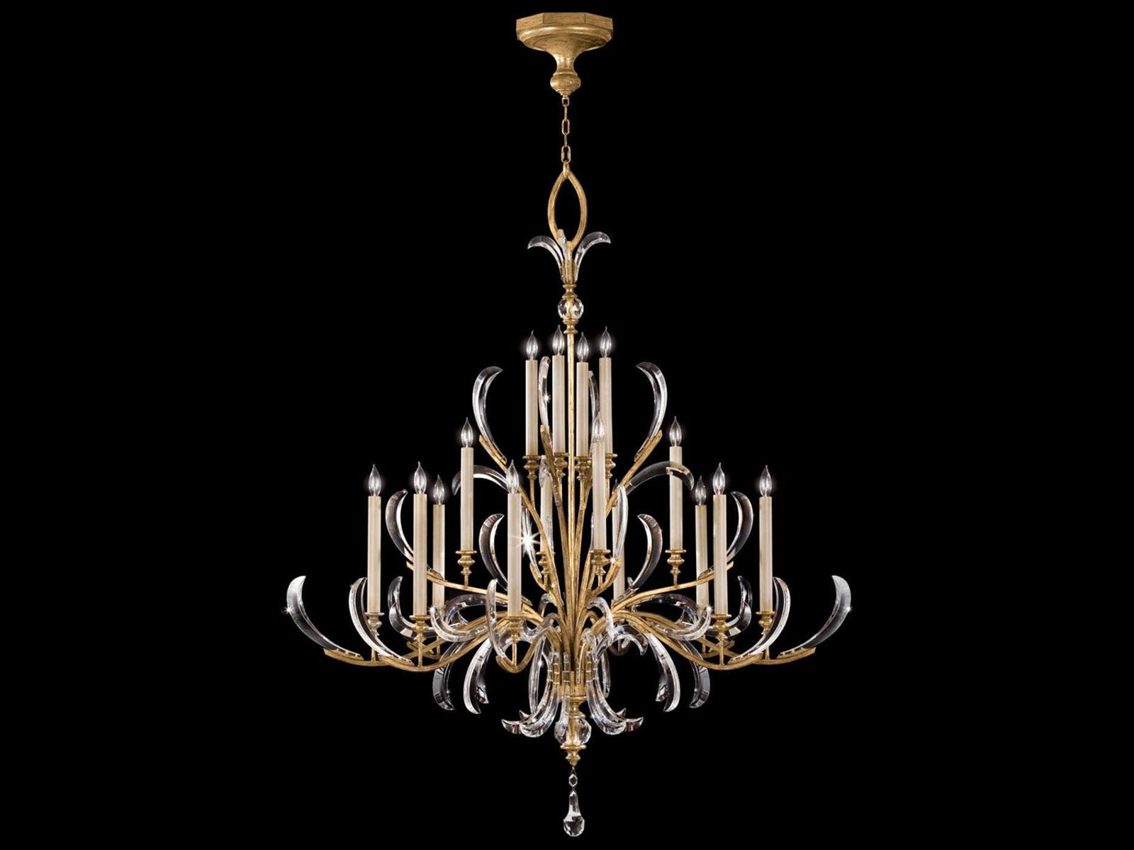 Fine Art Handcrafted Lighting 16-Light Beveled Arcs Chandelier in Gold Leaf