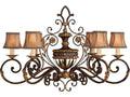 Fine Art Handcrafted Lighting Castile 6-Light Oblong Chandelier in Bronze with Silk Shades