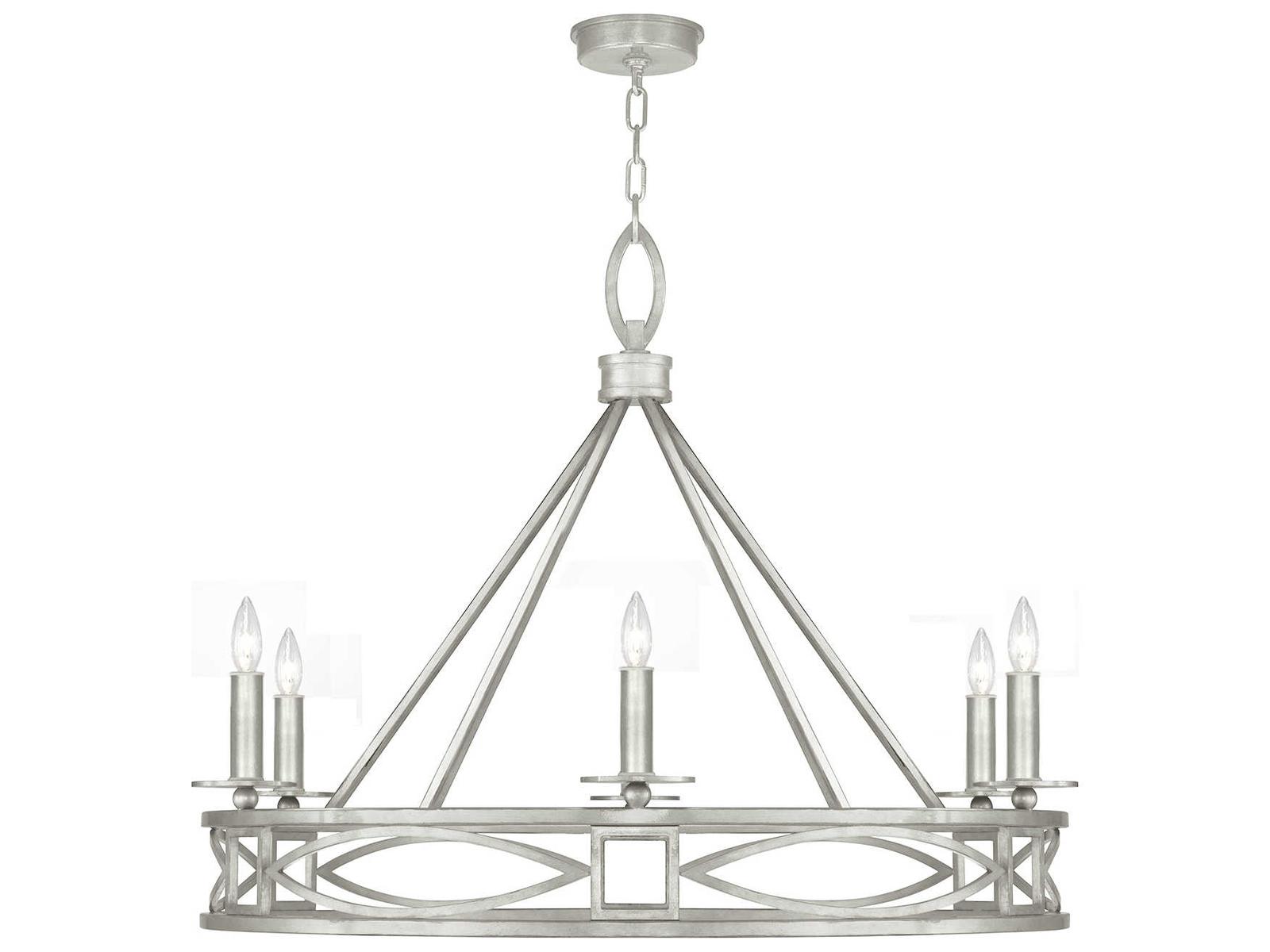 Fine Art Handcrafted Lighting Cienfuegos 6-Light Silver Leaf Candelabra Chandelier
