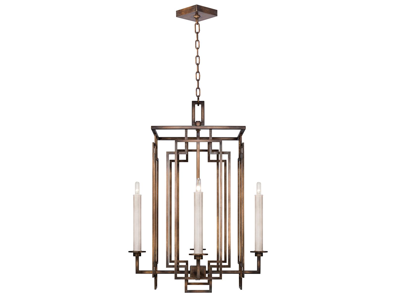 Fine Art Handcrafted Lighting Cienfuegos 4-Light Square Chandelier in Antique Bronze