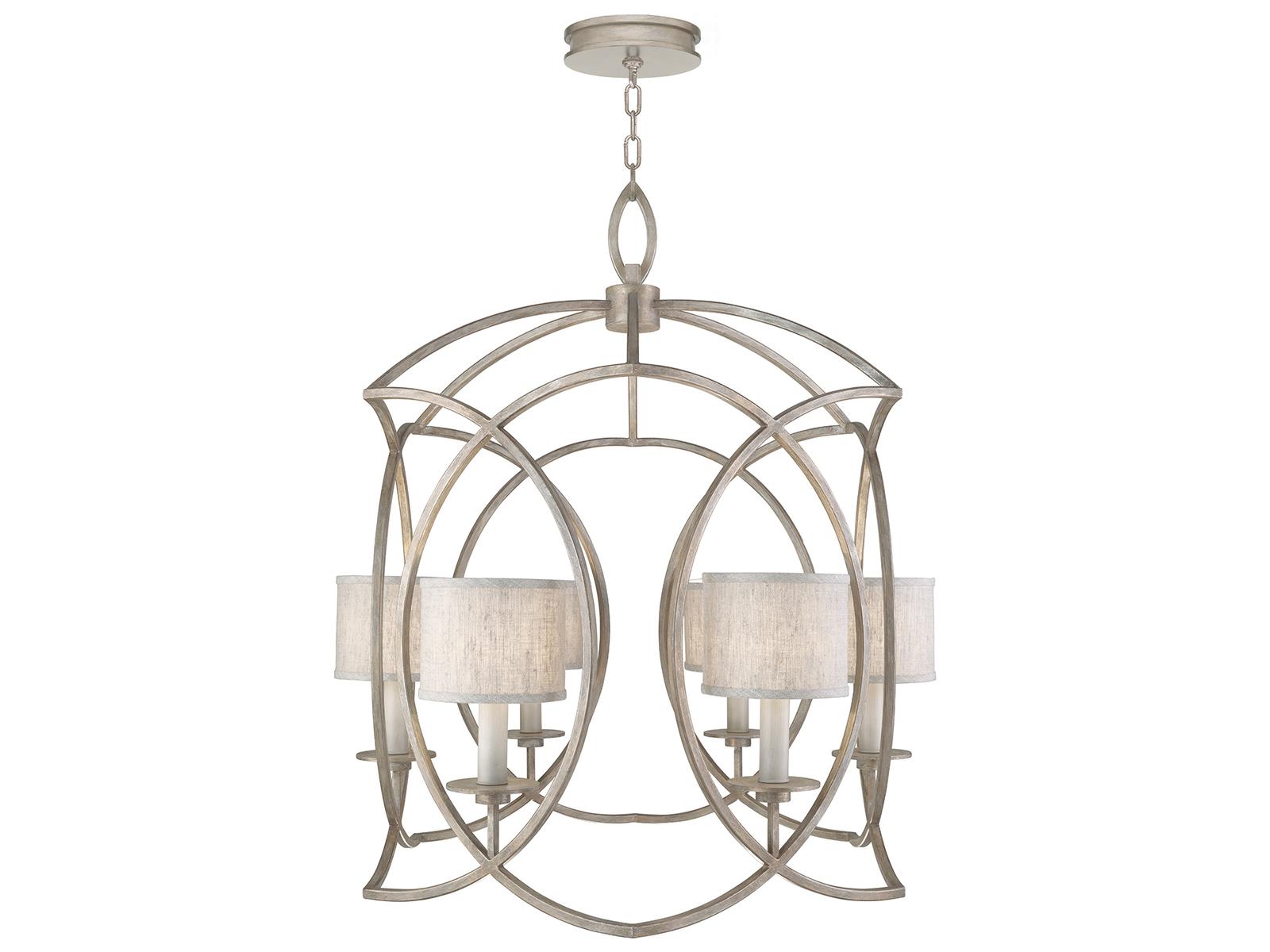 Fine Art Handcrafted Lighting Cienfuegos 6-Light Chandelier in Gray with Fabric Shades