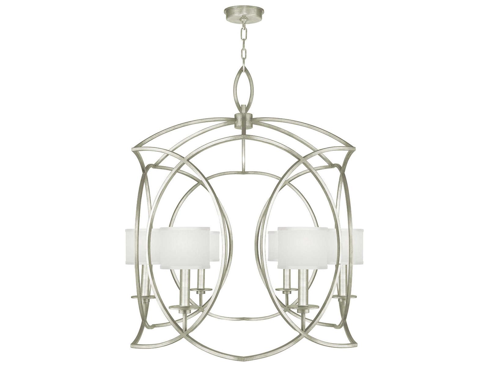 Fine Art Handcrafted Lighting Cienfuegos 6-Light Chandelier in Silver Leaf with White Shades