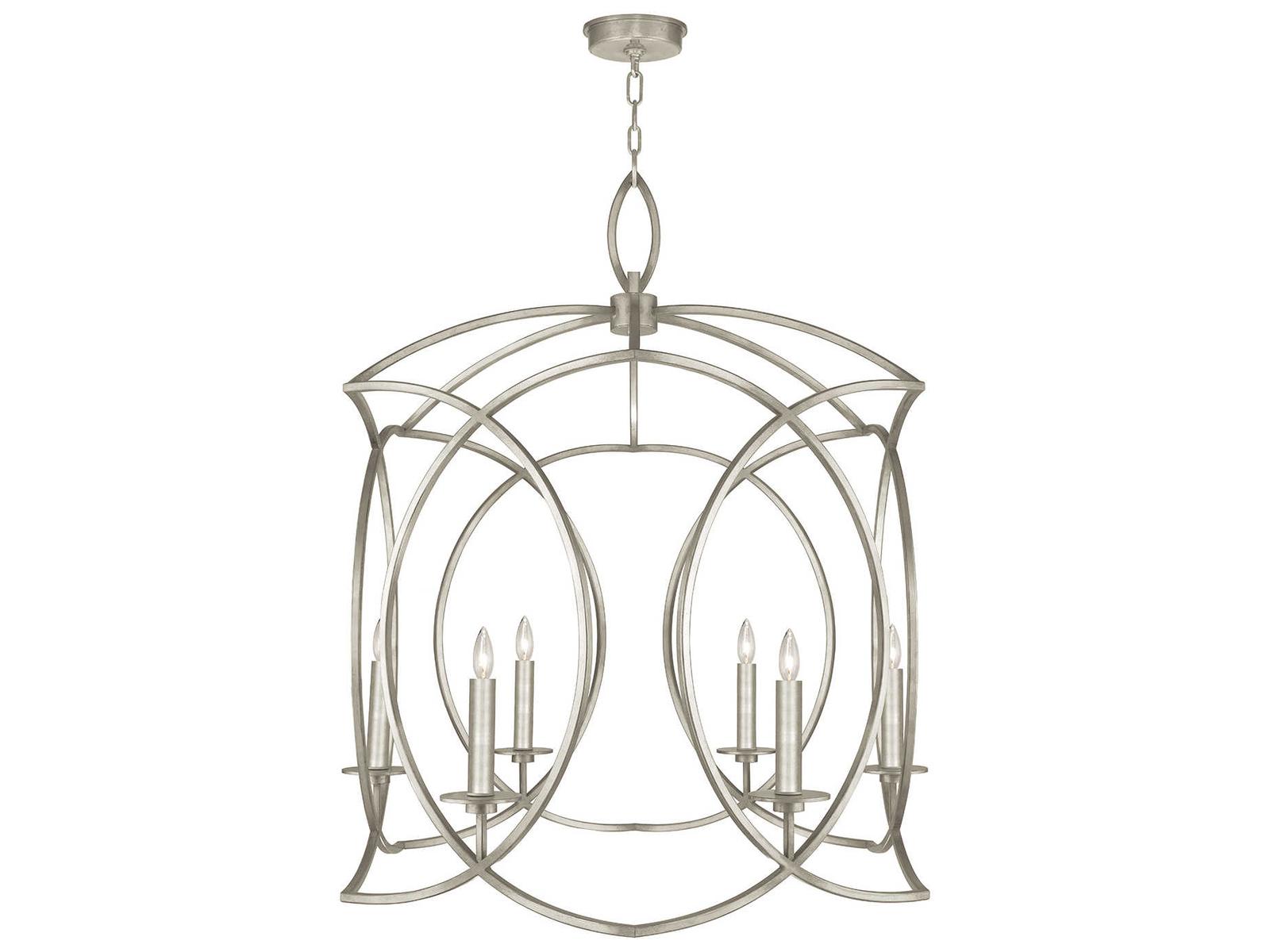 Fine Art Handcrafted Lighting Cienfuegos 6-Light Silver Leaf Candelabra Chandelier