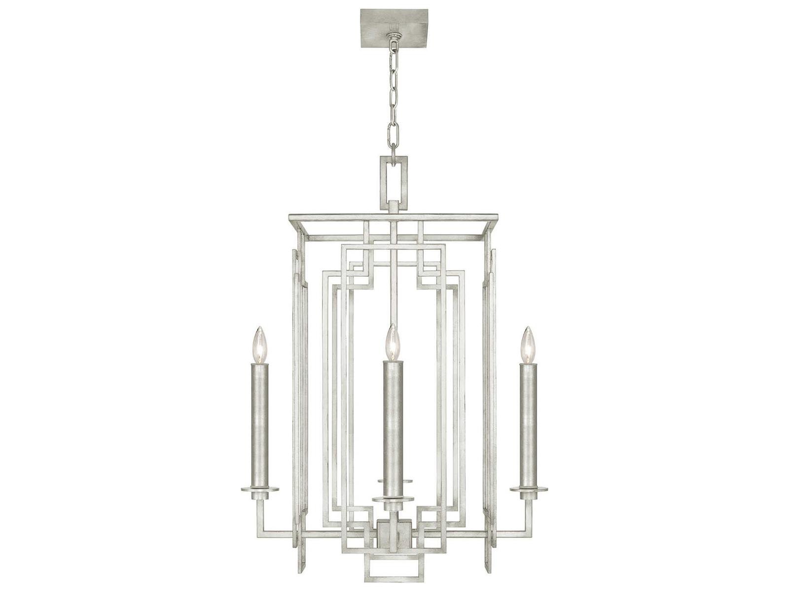 Fine Art Handcrafted Lighting Cienfuegos 4-Light Square Chandelier in Silver Leaf