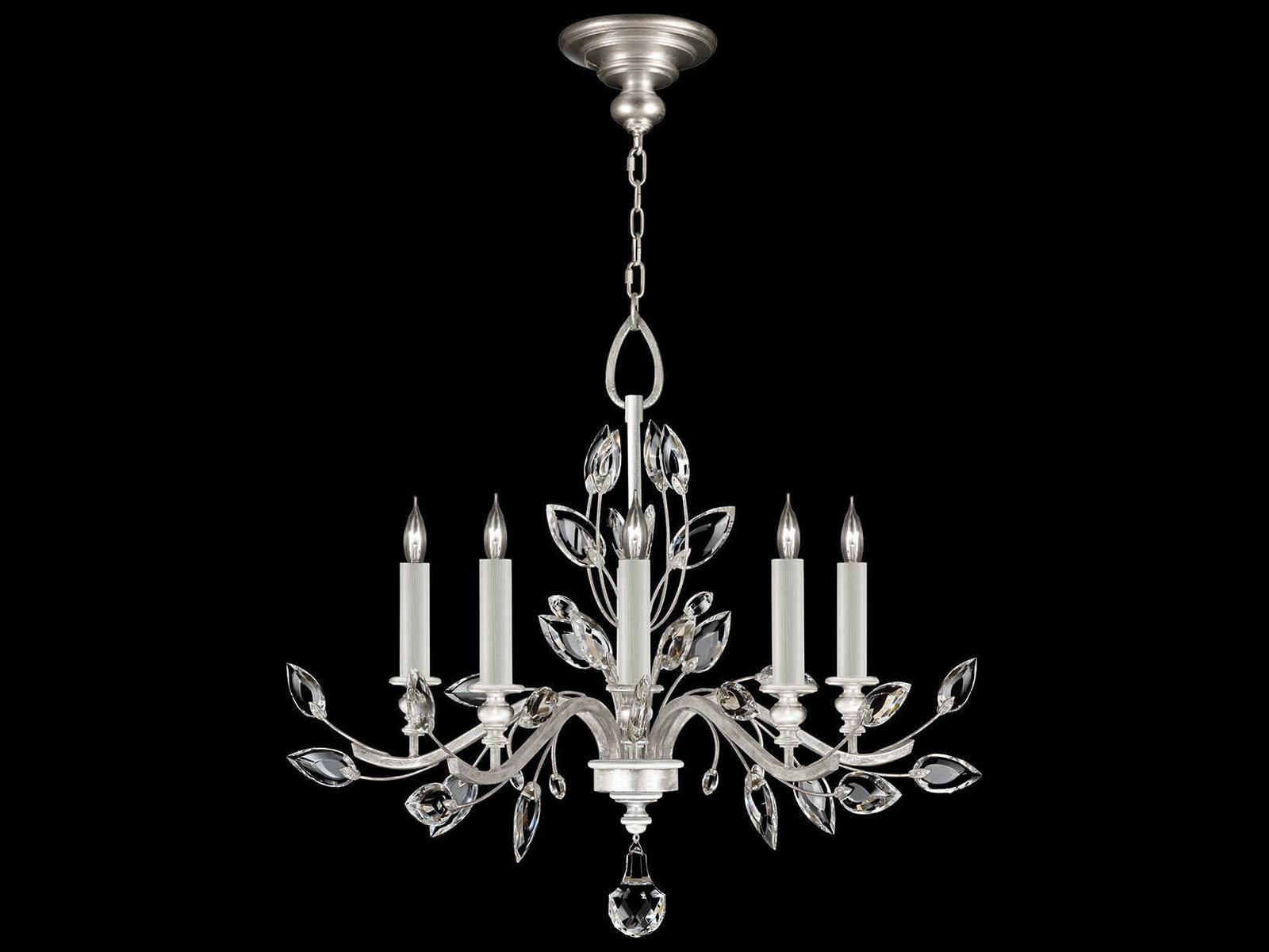Fine Art Handcrafted Lighting Crystal Laurel 5-Light Chandelier in Silver Leaf
