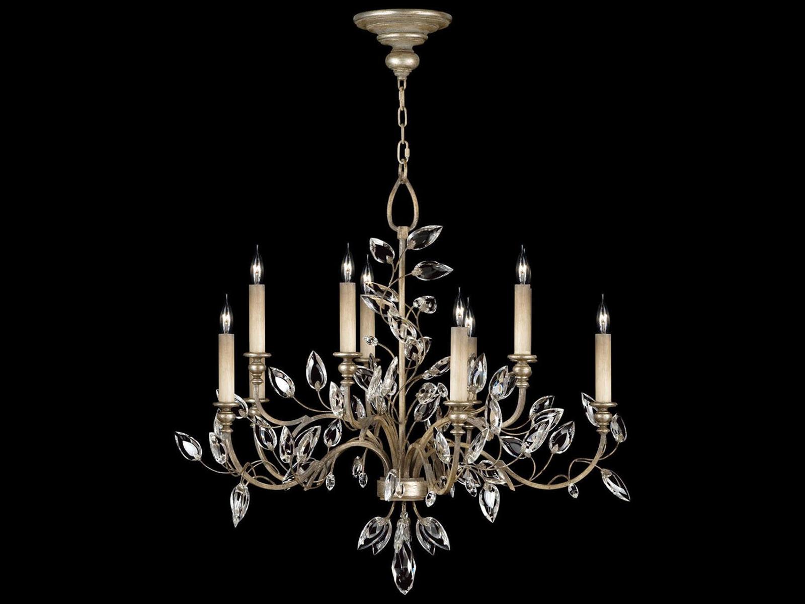 Fine Art Handcrafted Lighting 10-Light Crystal Laurel Chandelier in Silver Leaf