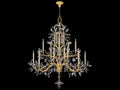Fine Art Handcrafted Lighting Crystal Laurel 20-Light Candelabra Chandelier in Antique Warm Gold Leaf