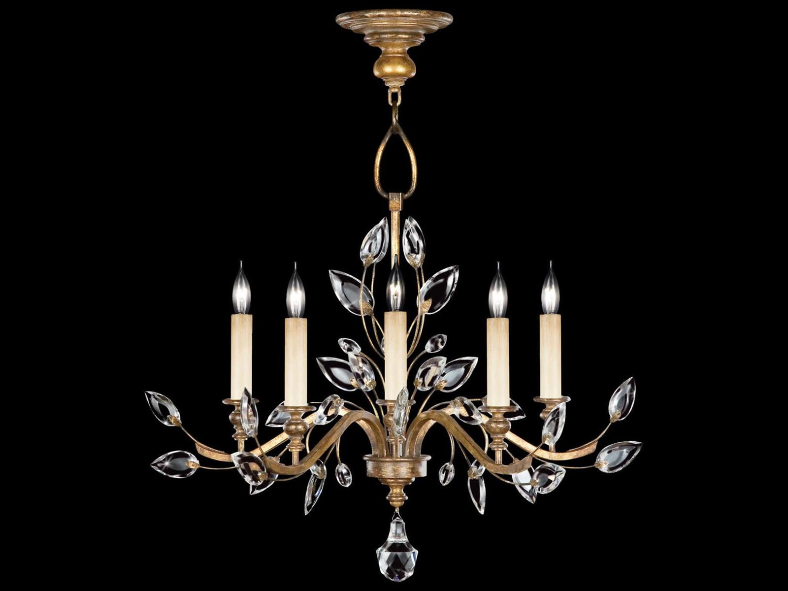 Fine Art Handcrafted Lighting 5-Light Crystal Laurel Chandelier in Gold Leaf