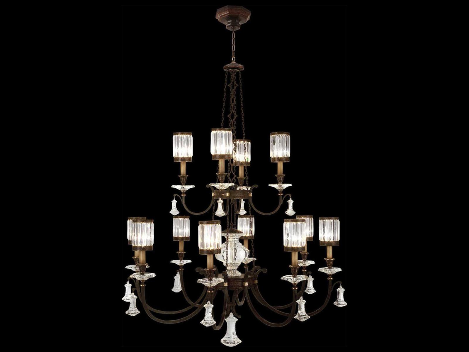 Fine Art Handcrafted Lighting Eaton Place 12-Light Bronze Crystal Tiered Chandelier