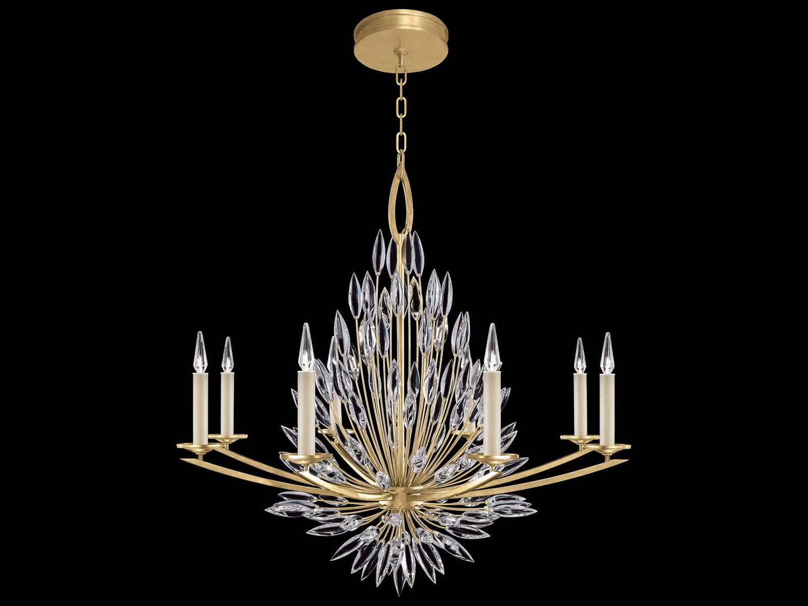 Fine Art Handcrafted Lighting 8-Light Lily Buds Chandelier in Gold Leaf and Crystal