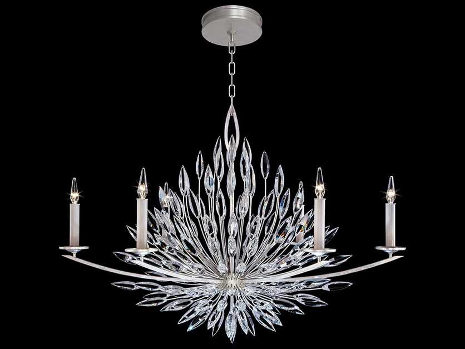 Fine Art Handcrafted Lighting 6-Light Lily Buds Oblong Chandelier in Gold and Silver