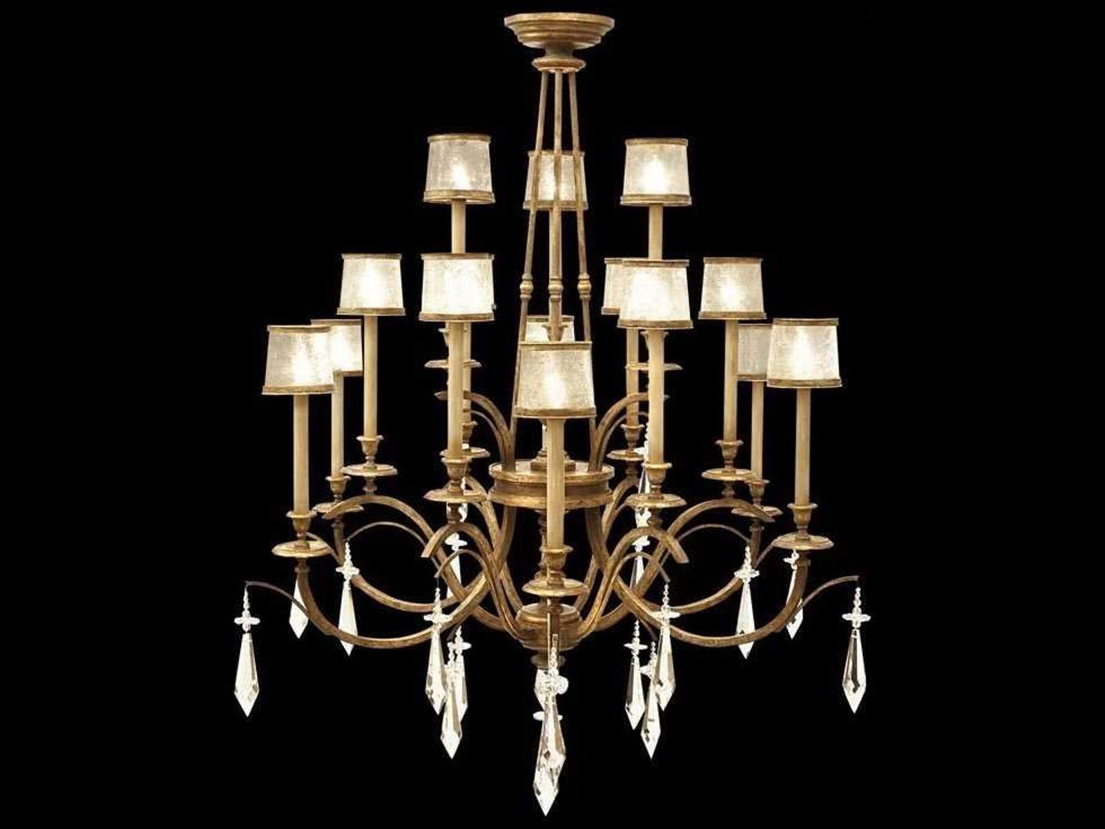 Fine Art Handcrafted Lighting Monte Carlo 15-Light Gold Crystal Candelabra Empire Chandelier
