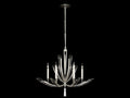 Fine Art Handcrafted Lighting Vol de Cristal 6-Light Round Chandelier in Platinized Silver Leaf