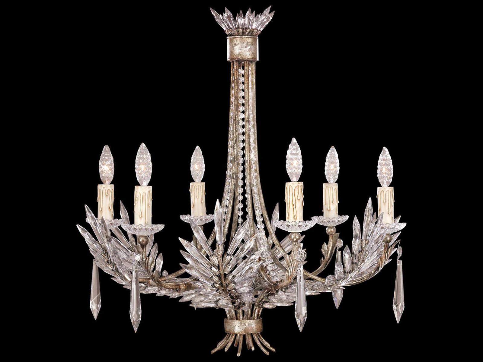 Fine Art Handcrafted Lighting 6-Light Winter Palace Chandelier in Silver with Icicle Crystals