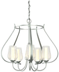 Flora 22.2" W 5 Arm Vintage Platinum Chandelier With Opal and Seeded G