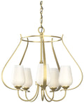 Flora 22.2" Wide 5 Arm Round Modern Brass Chandelier With Opal Glass