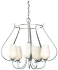 Flora 22.2" Wide 5 Arm Round Vintage Platinum Chandelier With Opal Gla