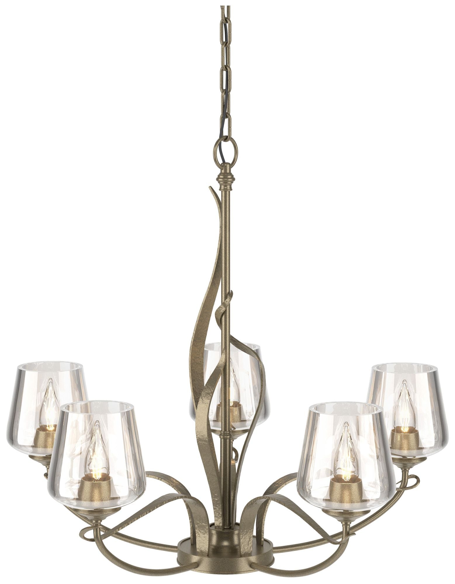 Flora Soft Gold 5 Arm Chandelier With Clear Glass
