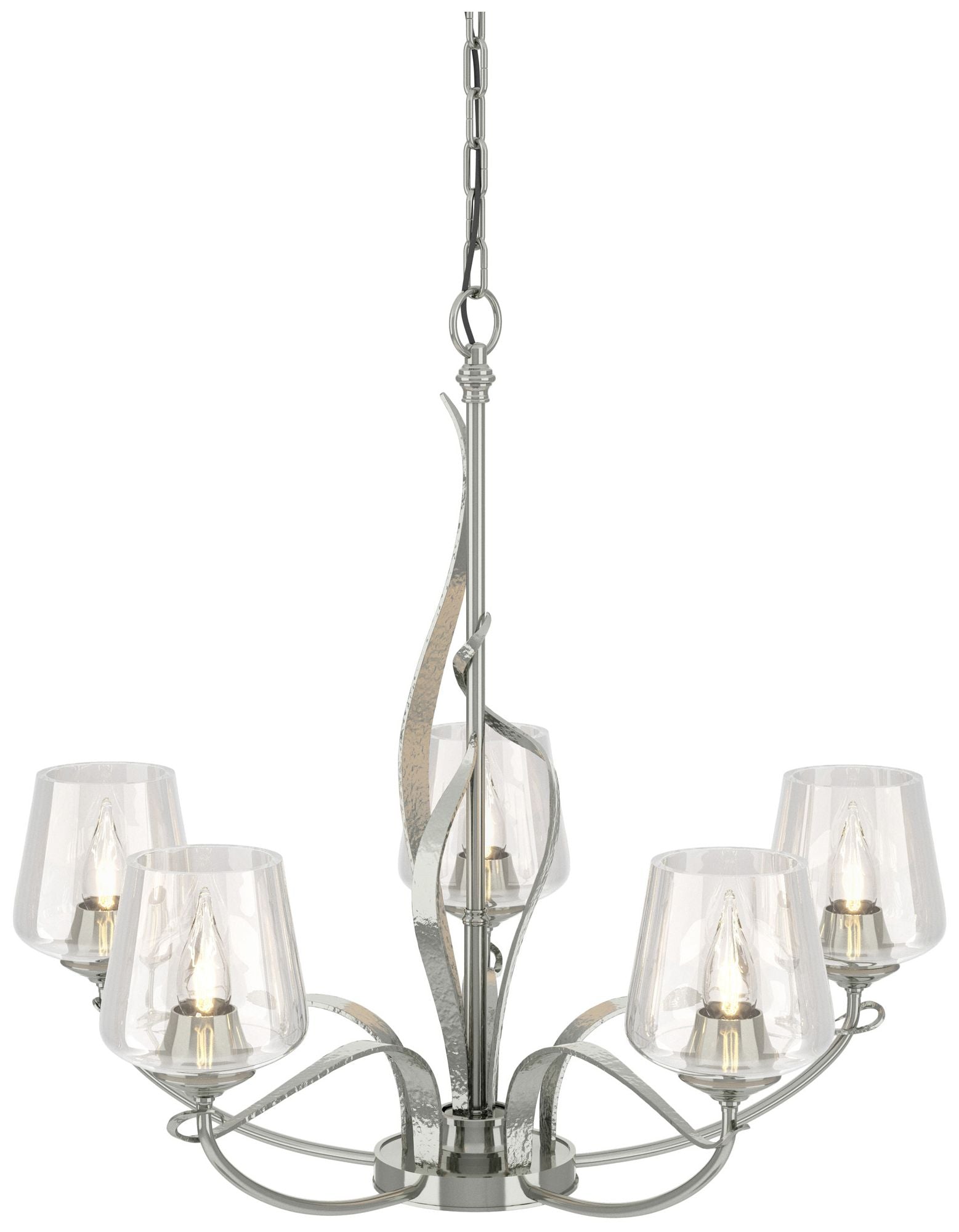 Flora Sterling 5 Arm Chandelier With Clear Glass