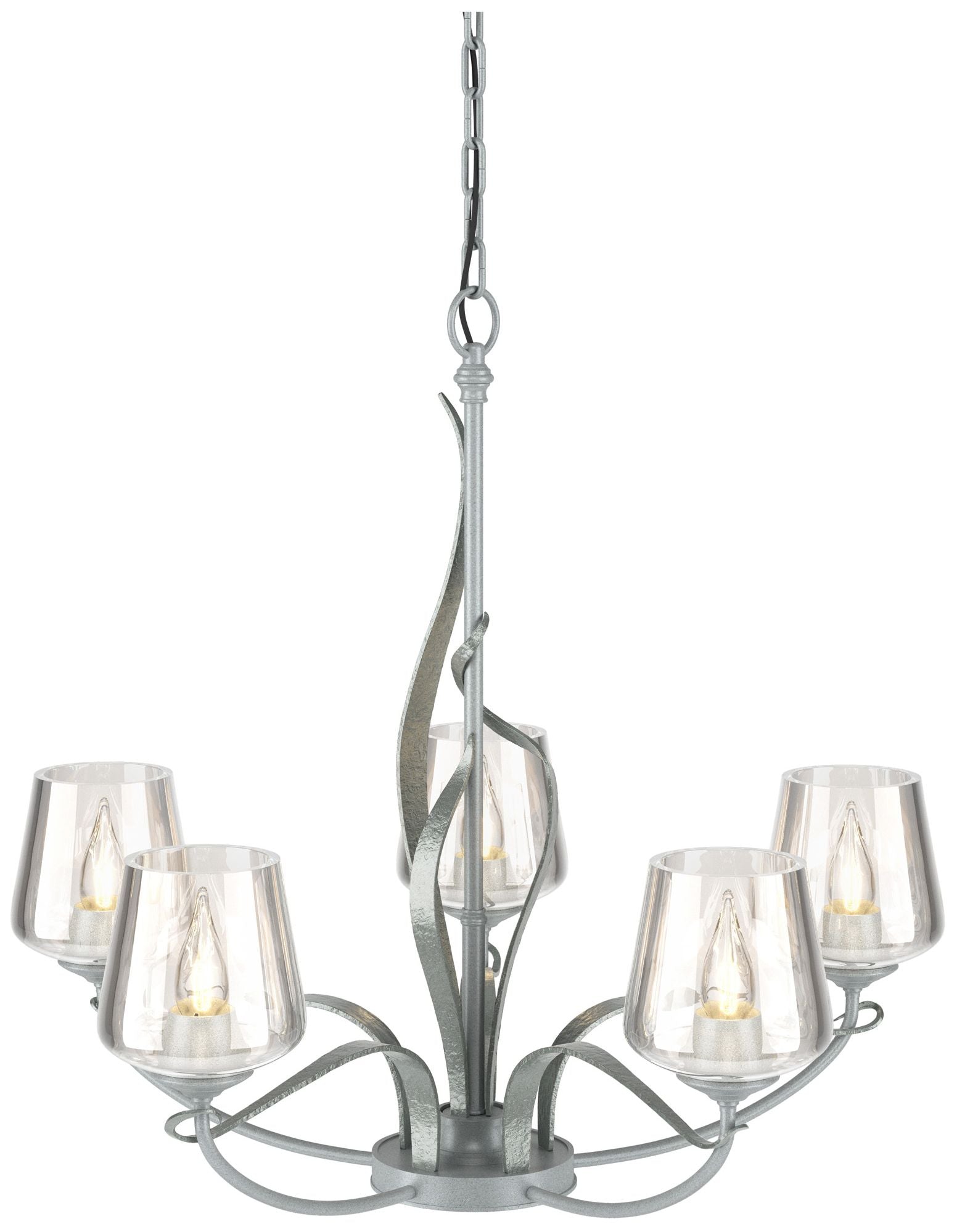 Flora Vintage Platinum 5 Arm Chandelier With Clear Glass