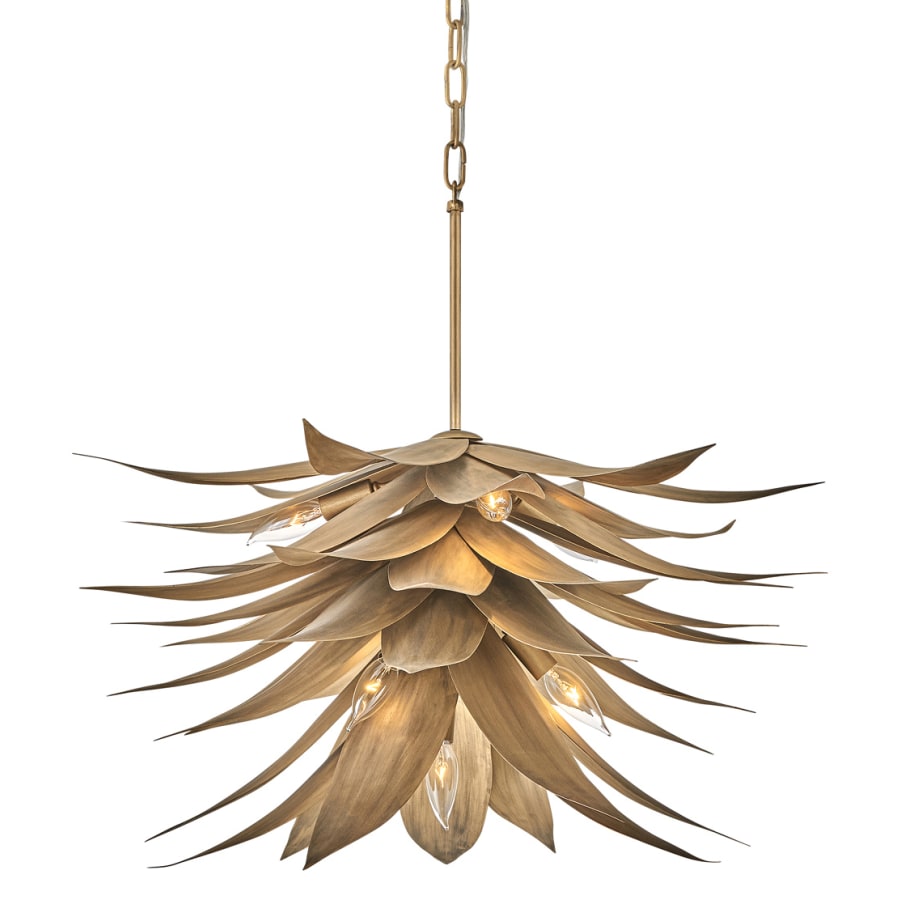 Fredrick Ramond Agave 7 Light 26" Wide Taper Candle Pendant with Hand Sculpted Steel Leaves