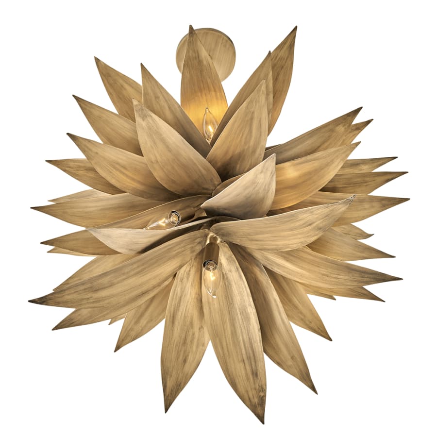 Fredrick Ramond Agave 7 Light 26" Wide Taper Candle Pendant with Hand Sculpted Steel Leaves