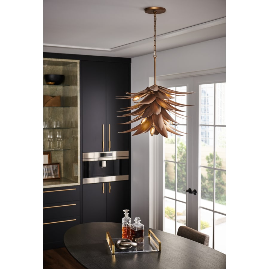 Fredrick Ramond Agave 7 Light 26" Wide Taper Candle Pendant with Hand Sculpted Steel Leaves