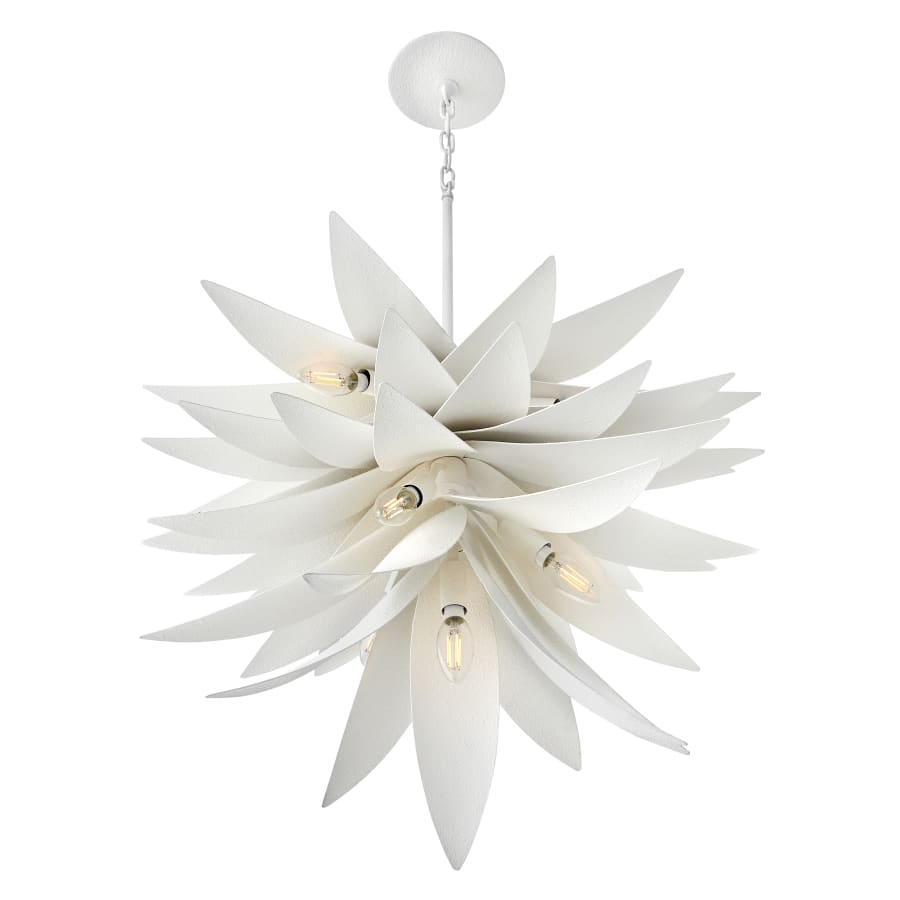 Fredrick Ramond Agave 7 Light 26" Wide Taper Candle Pendant with Hand Sculpted Steel Leaves