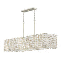Fredrick Ramond Farrah 8 Light 48" Wide Linear Chandelier with a Linen Shade and Hand-Made Crosshatch Bars