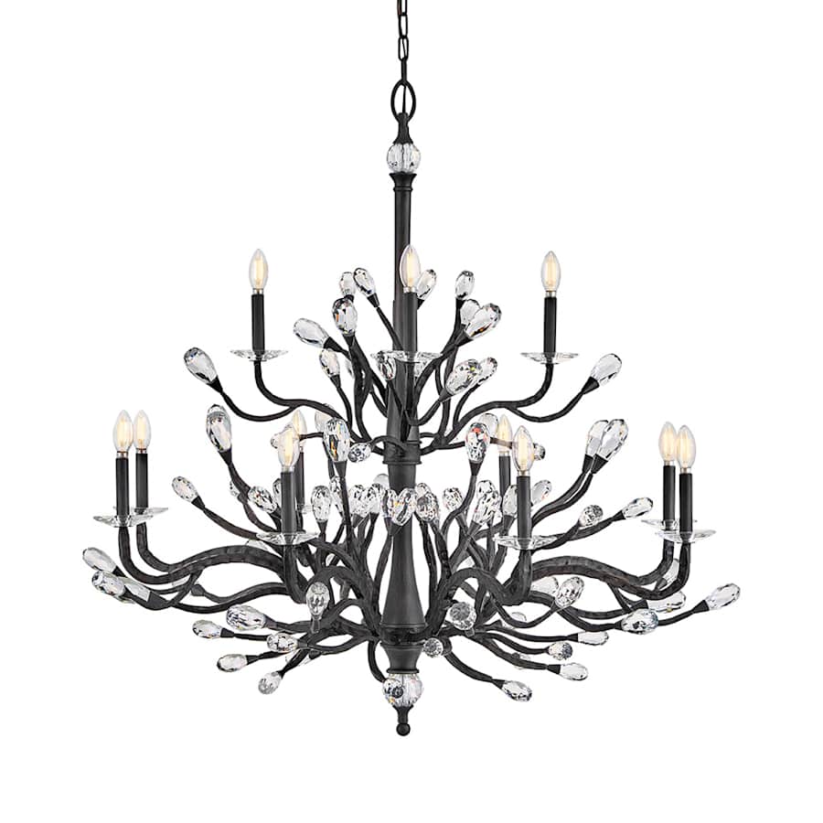 Fredrick Ramond Eve 12 Light 49" Wide LED Crystal Candle Style Chandelier
