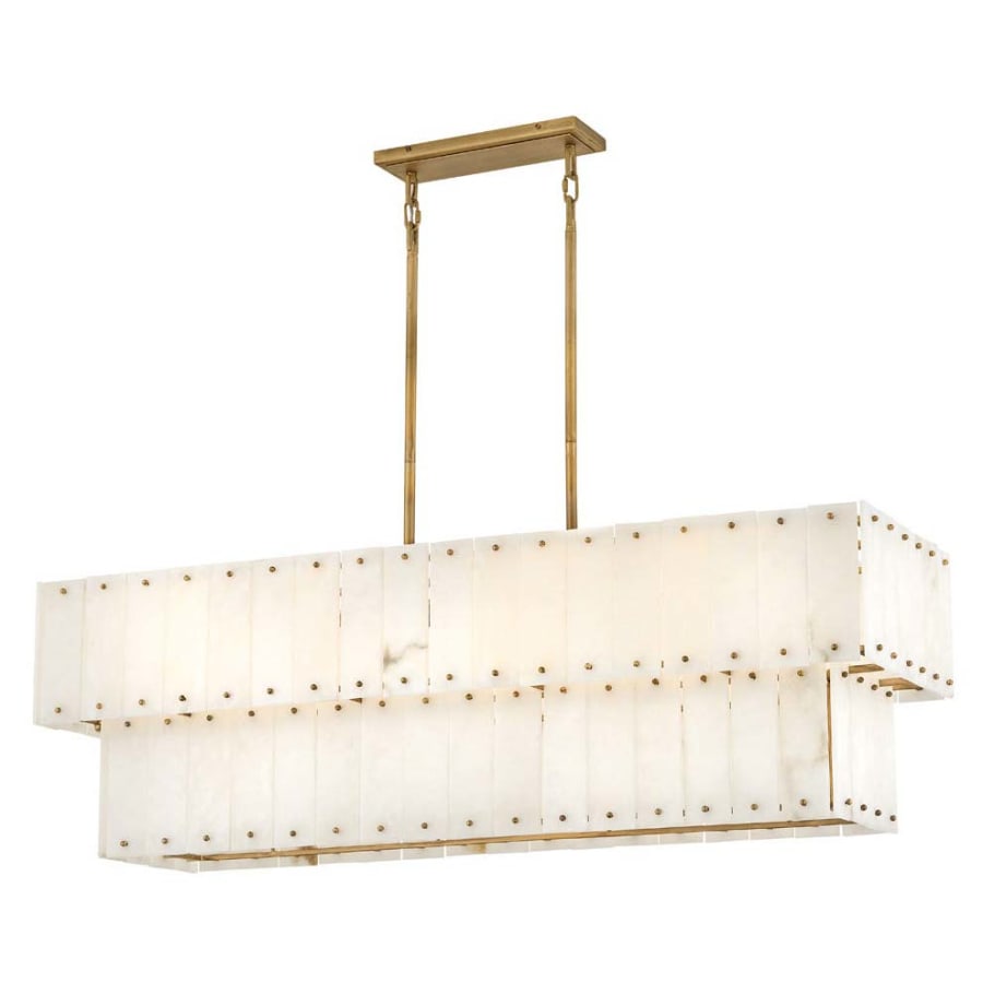 Fredrick Ramond Simone 8 Light 48" Wide Linear Chandelier with Alabaster Shades