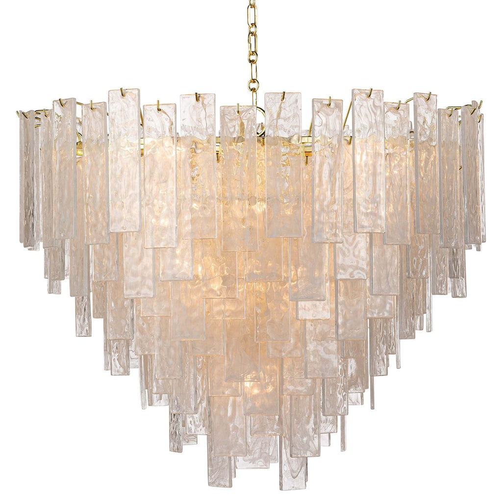 Glacier 31" Wide Polished Brass Glass 16-Light Chandelier
