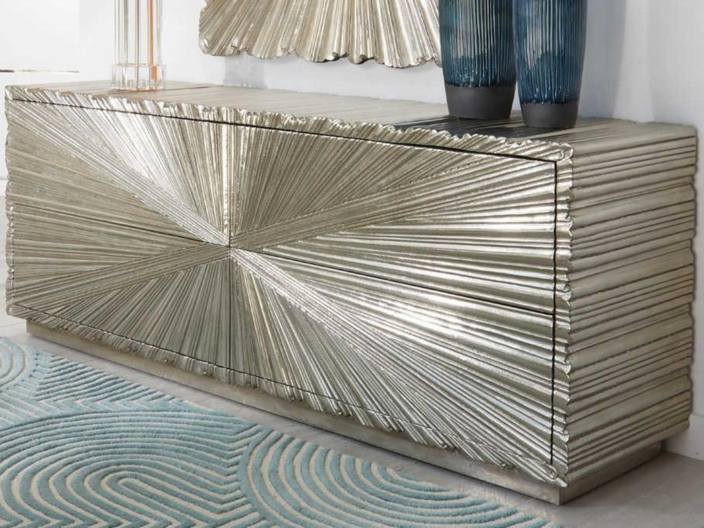 72 Inch Grey Deco White Alloy Metal Sideboard