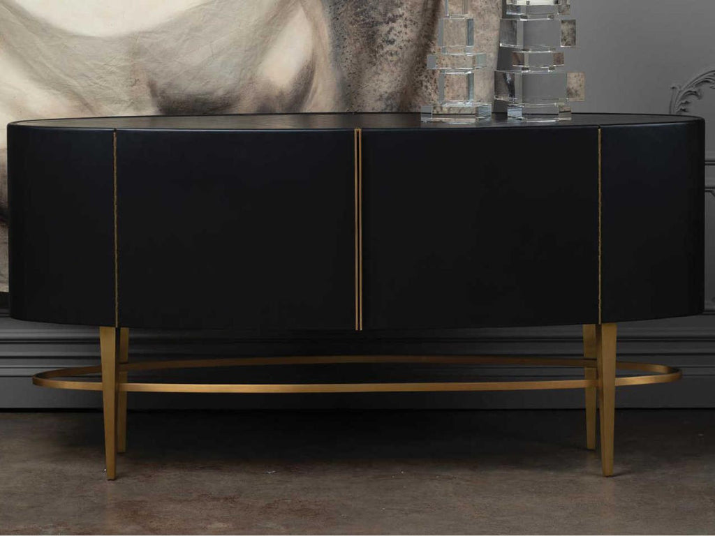 Ellipse 72-Inch Oak Wood Sideboard in Black Golden